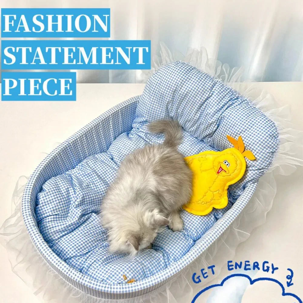Lace-Trimmed Plush Pet Sofa