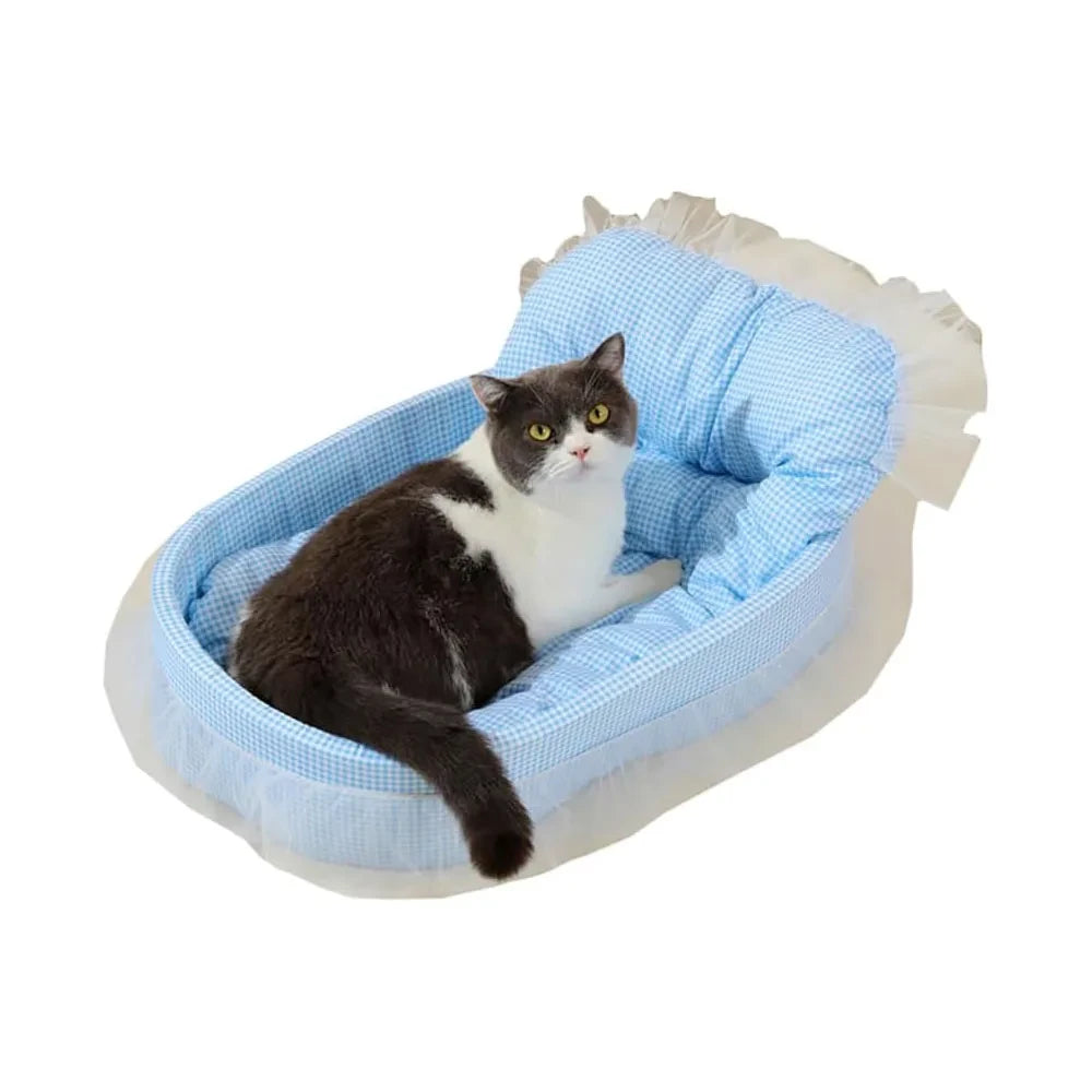 Lace-Trimmed Plush Pet Sofa