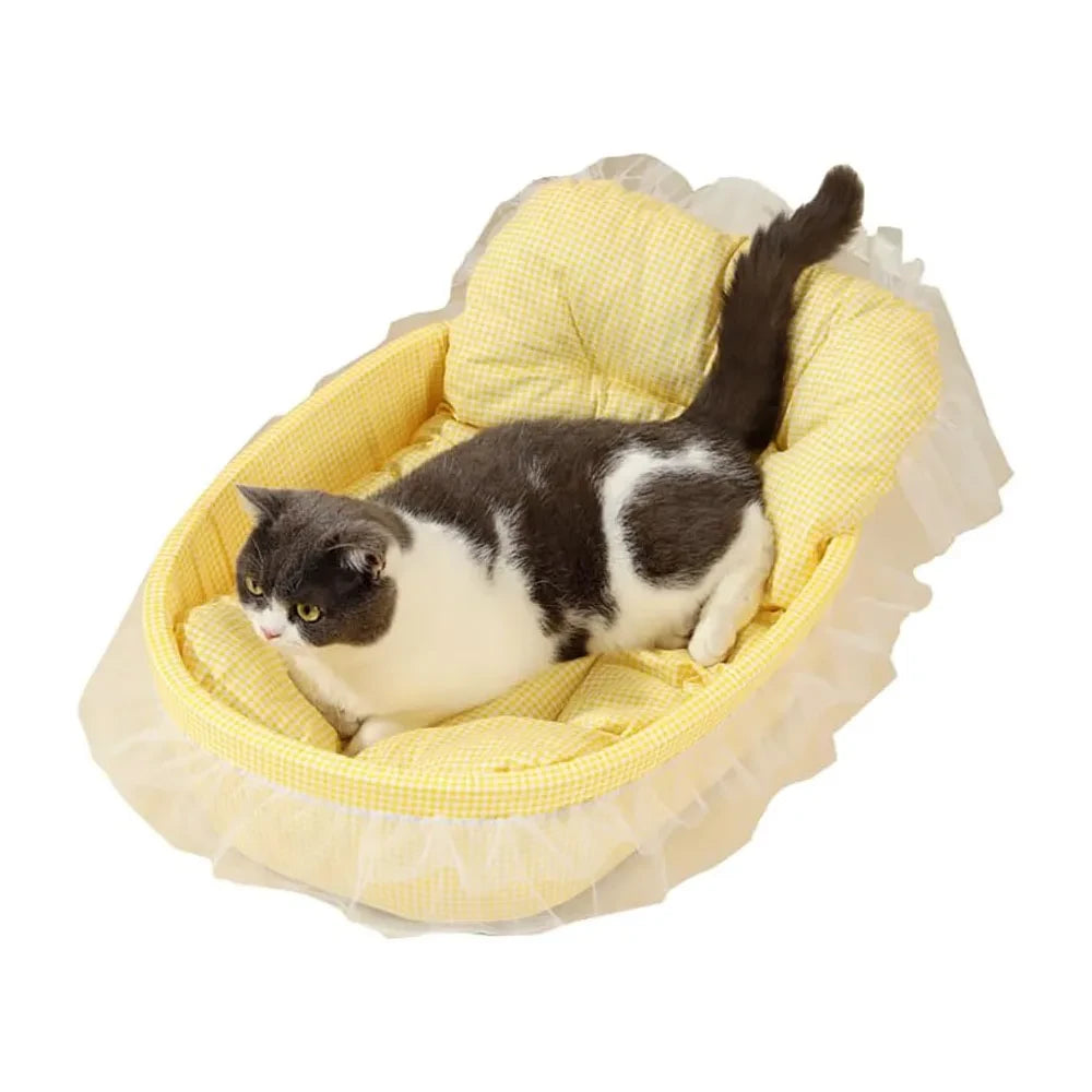Lace-Trimmed Plush Pet Sofa