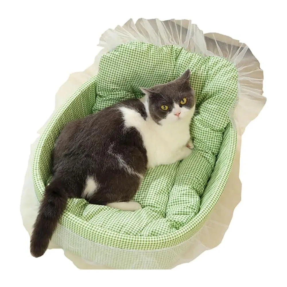 Lace-Trimmed Plush Pet Sofa