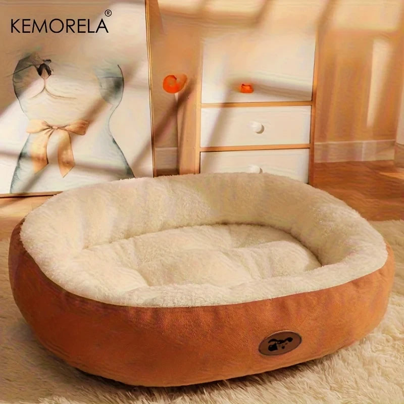 Plush Oval Snuggle Pet Bed