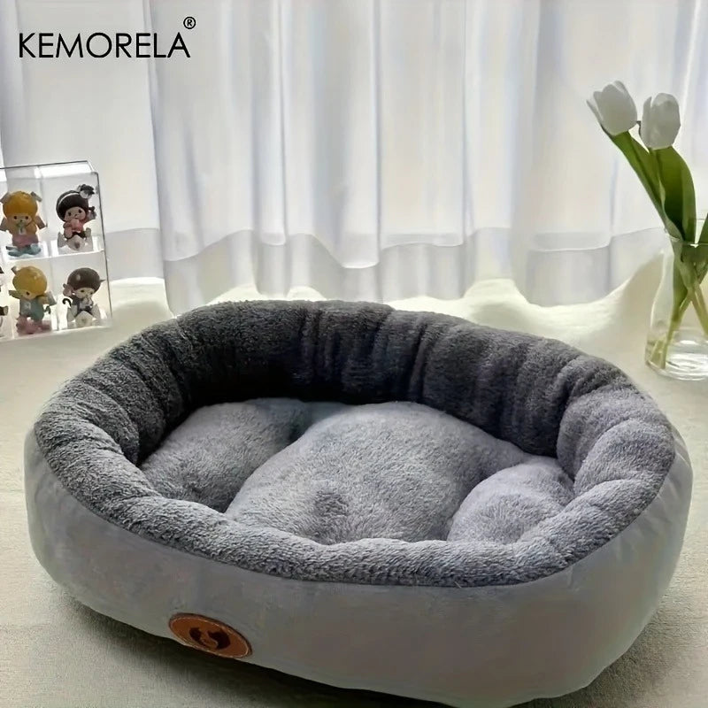 Plush Oval Snuggle Pet Bed