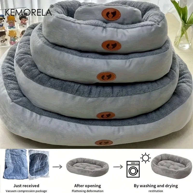 Plush Oval Snuggle Pet Bed