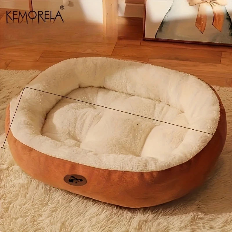 Plush Oval Snuggle Pet Bed