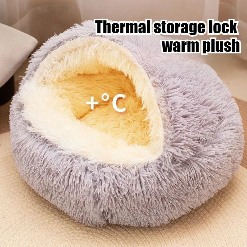 Soft Plush Pet Cave Bed