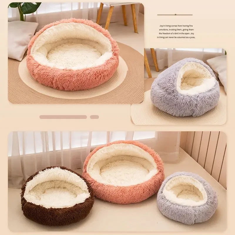 Soft Plush Pet Cave Bed
